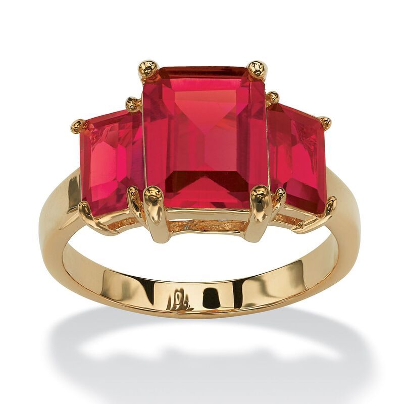 パームビーチジュエリー レディース アクセサリー リング PalmBeach Jewelry EmeraldCut Birthstone RingoldPlated July Ruby ルビー