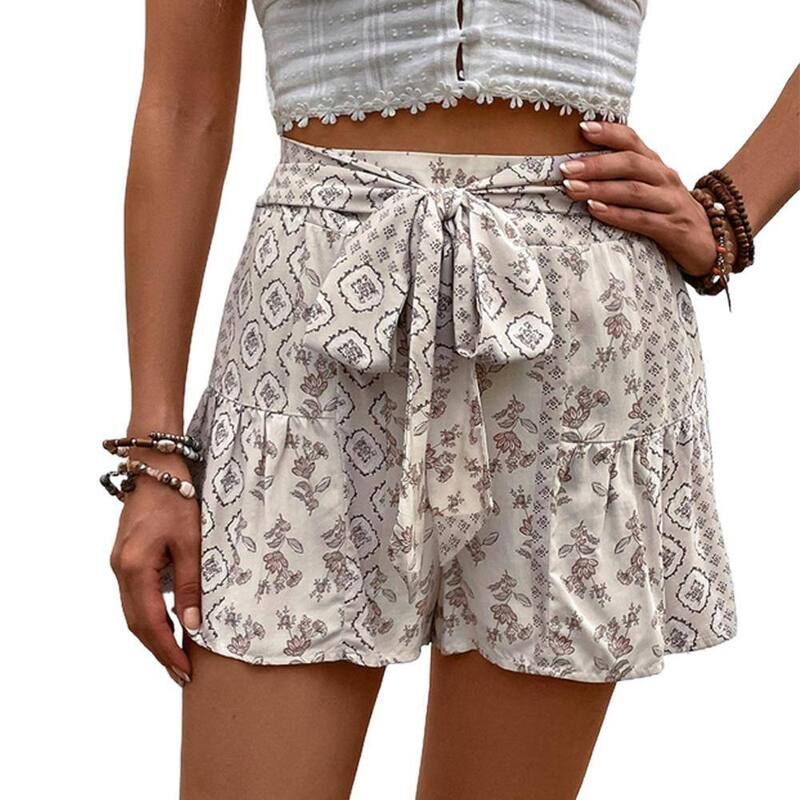 クリアラブ レディース ボトムス ハーフパンツ・ショーツ A ライン プリント ショートパンツ Clearlove Women s Printedrawstring Elastic Waist ALi
