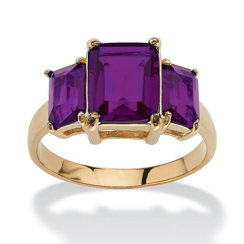 パームビーチジュエリー レディース アクセサリー リング PalmBeach Jewelry EmeraldCut Birthstone RingoldPlated February Amethyst