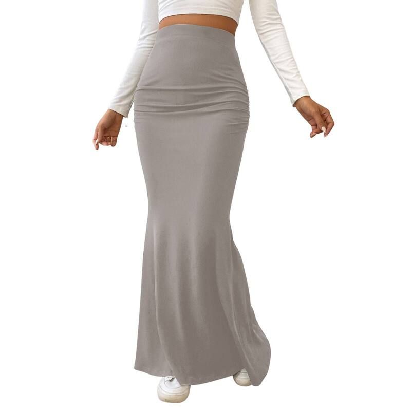 コジョイン レディース ボトムスカート ギャザー マキシ Kojooin Womens Casual Ruched High Waisted Fishtail Bodycon Long Maxi Sk