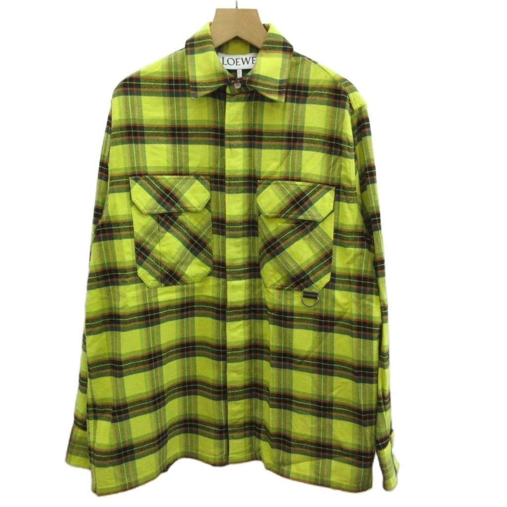 【LOEWE】チェック柄ケース ロエベ LOEWE 21AW CHECK OVERSIZED SHIRTS シャツ 長袖 チェック柄