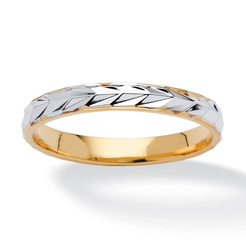 パームビーチジュエリー レディース アクセサリー リング PalmBeach Jewelry Textured Wedding Ring Band in TwoTone GoldPlated Yell