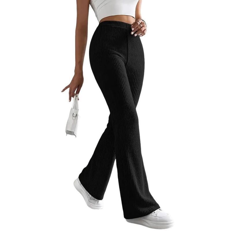 セオリア レディース ボトムス カジュアルパンツ ハイウエスト フレア ニット Seoria Elegant Flare Leg Knit Pants for Women Casual High Wa