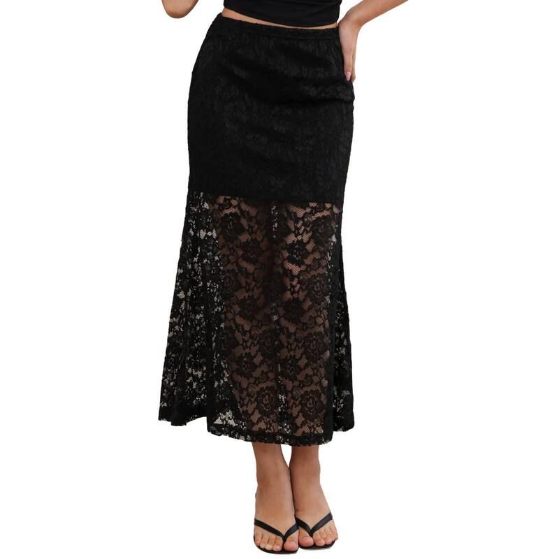 インスパイア シック レディース ボトムスカート レース マキシ INSPIRE CHIC Maxi Lace Skirt for Womens Elastic High Waisted Flowy 9,734円