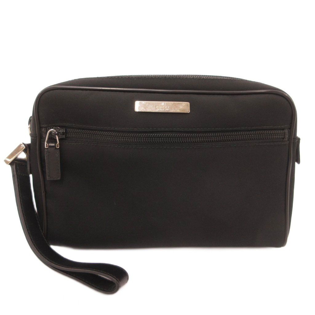 グッチ GUCCI クラッチバッグ セカンド キャンバス ロゴプレート 黒 ブラック 018-1607 002404 /JS ■GY18