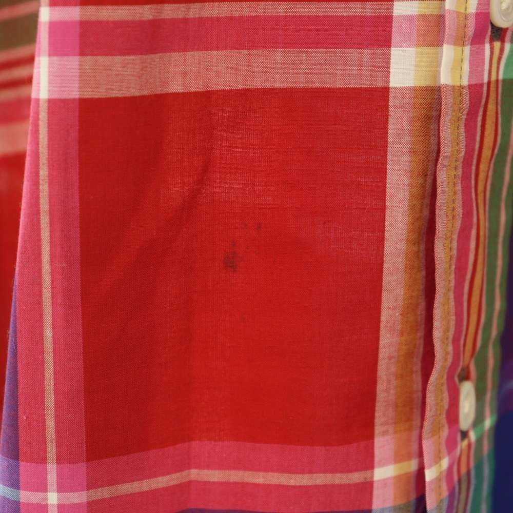 ポロ バイ ラルフローレン Polo by Ralph Lauren ボタンダウンシャツ チェック柄 ロゴ L レッド マルチカラー /ES ■GY18