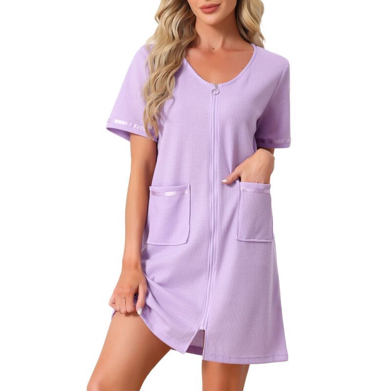 インスパイア シック レディース アンダーウェア ナイトウェア コート ニット INSPIRE CHIC Womens Zipperobe Front Open Knit Short Bathrobe
