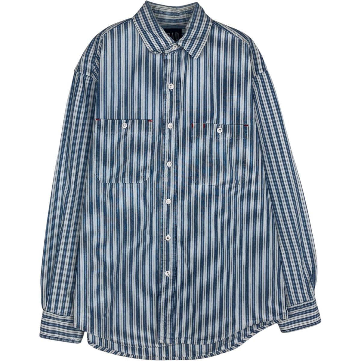 古着 90年代 ギャップ GAP オールドギャップ 長袖 コットンストライプシャツ カナダ製 メンズS相当 ヴィンテージ/eaa646603