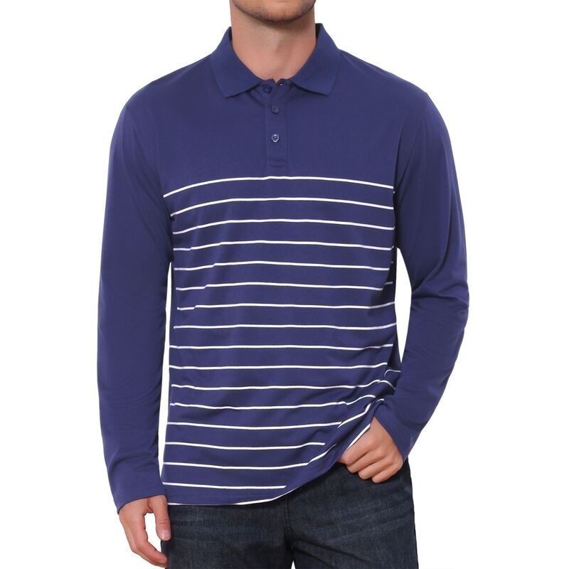 インスパイア シック レディース トップス Tシャツ ポロシャツ コントラスト INSPIRE CHIC Mens Casualong Sleeves Contrastriped Golf Polo