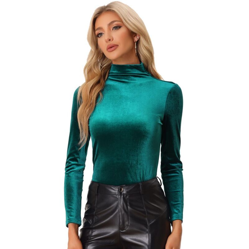 アレグラ ケー レディース トップス シャツ タートルネック ベルベット ブラウス ALLEGRA K Womens Turtleneck Velvetop Long Sleeve Work Shir