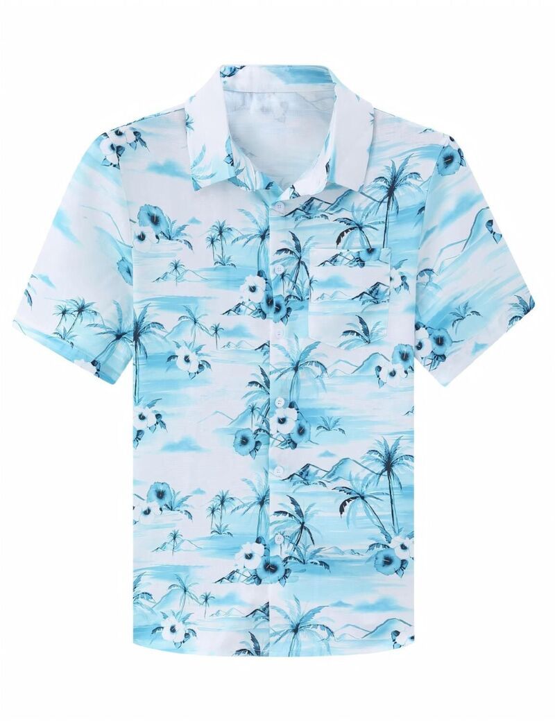 ファンジュライ レディース トップス Tシャツ コットン リネン FUNJULY Mens Cotton Linen Shirt Summer Hawaiian Shirtropical Shirt