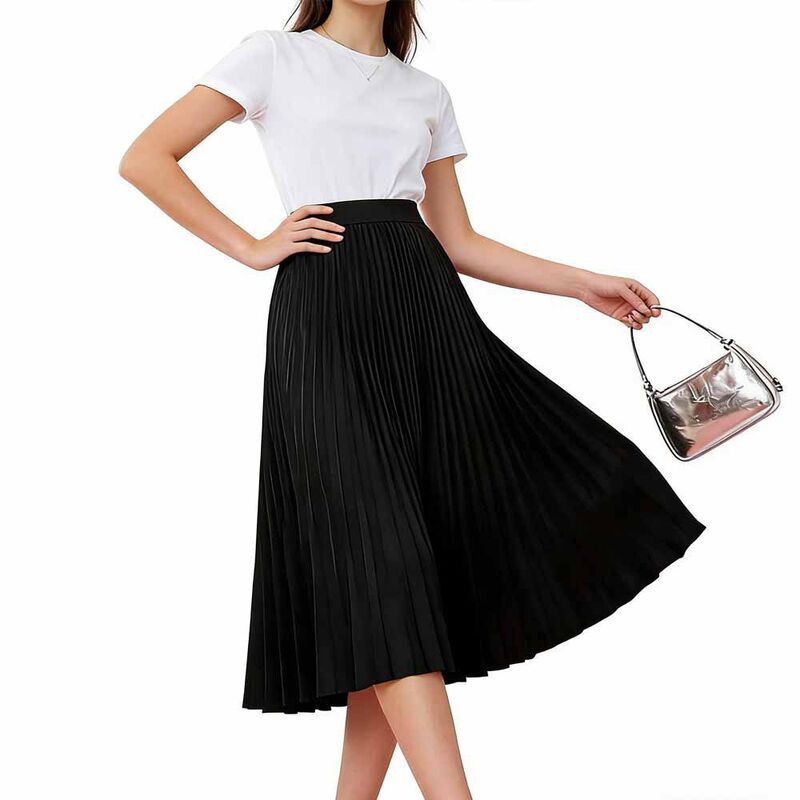 エリートスピリット レディース ボトムスカート A ライン プリーツ マキシ ハイウエスト EliteSpirit Women s Flowy Pleated ALine Skirt HighWais