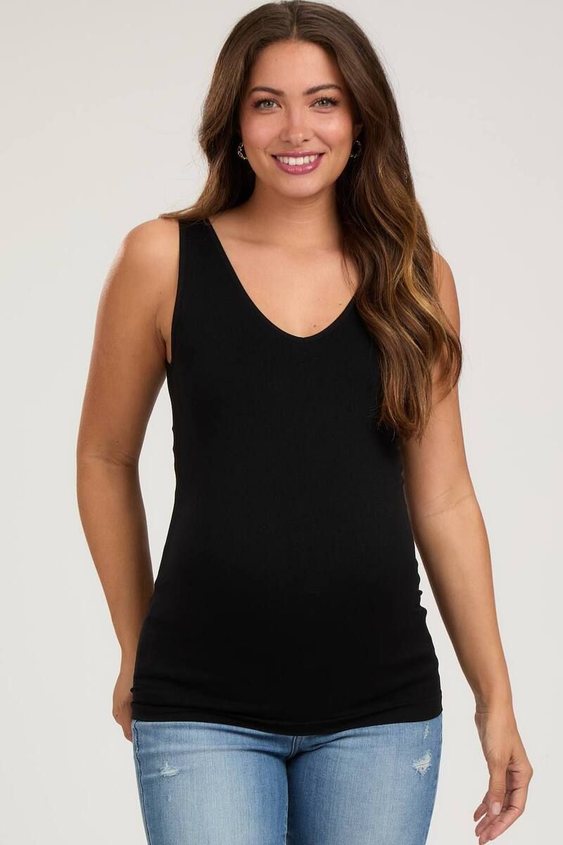 ピンクブラッシュ レディース トップス Tシャツ ノースリーブ マタニティ PinkBlush Maternity Sleeveless Fitted Tank Top Black ブラック