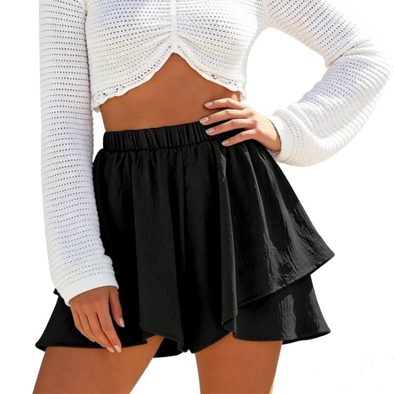 エリートスピリット レディース ボトムス ハーフパンツ・ショーツ ワイドレッグ ハイウエスト EliteSpirit Womens Layered Wide Leg Boho Short Elasti