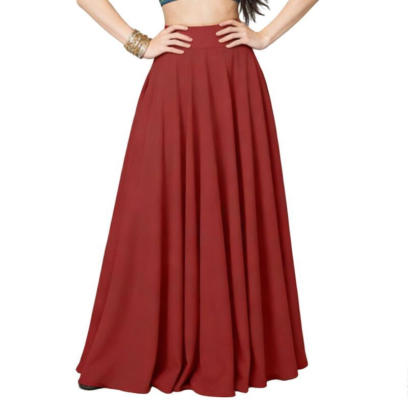 エリートスピリット レディース ボトムスカート ハイウエスト マキシ EliteSpirit Womens High Waist Side Pockets Flowy Soft Casual Wear