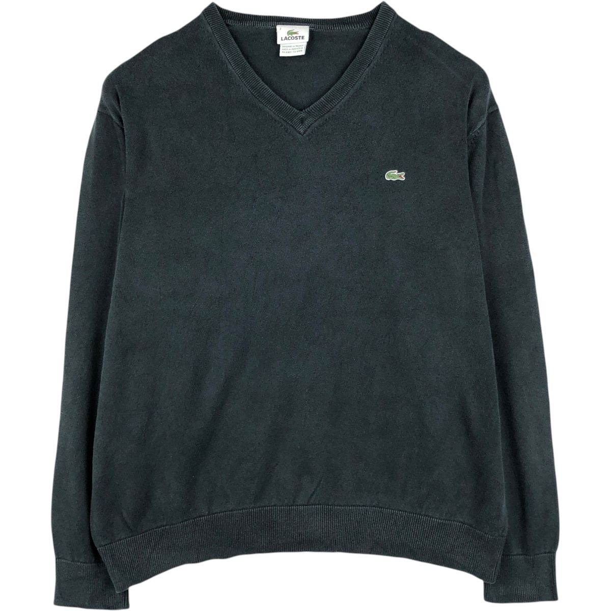 古着 ラコステ LACOSTE フランス企画 Vネック コットンニットセーター