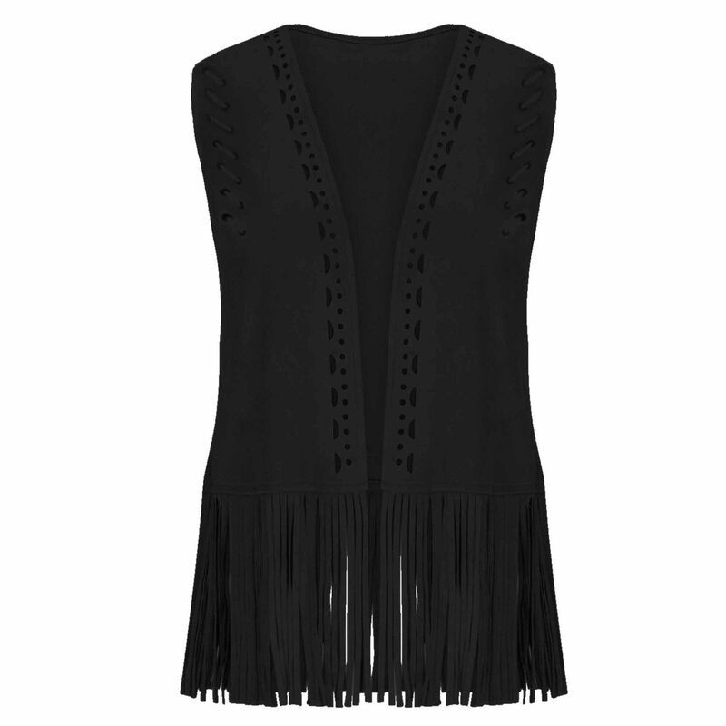 クリアフラワー レディース アウター ジャケット・ブルゾン ベスト ノースリーブ カーディガン フリンジ ClearFlower Womens Bohemian Fringe Sleeveless V