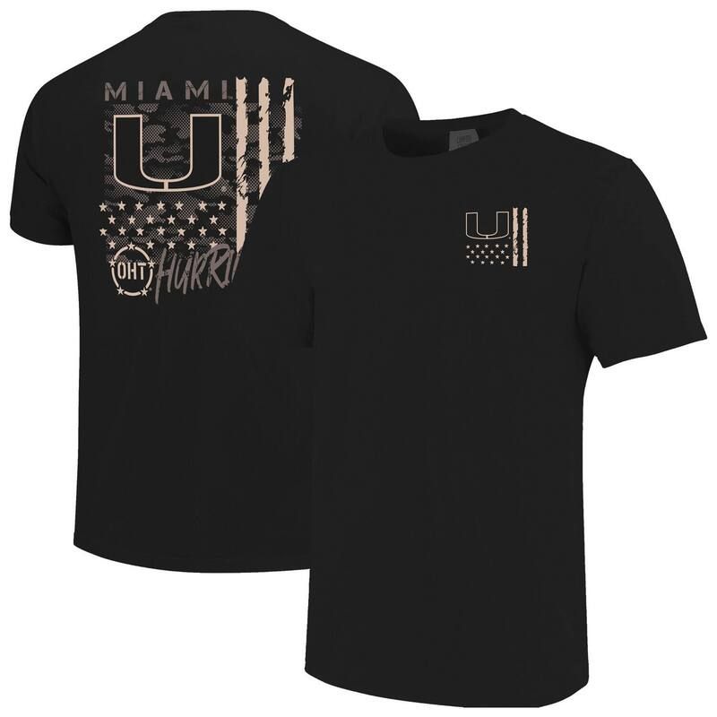イメージワン レディース トップス Tシャツ オーバーレイ Image One Mens Black Miami Hurricanes Comfort Colors OHT Camoverlay TS