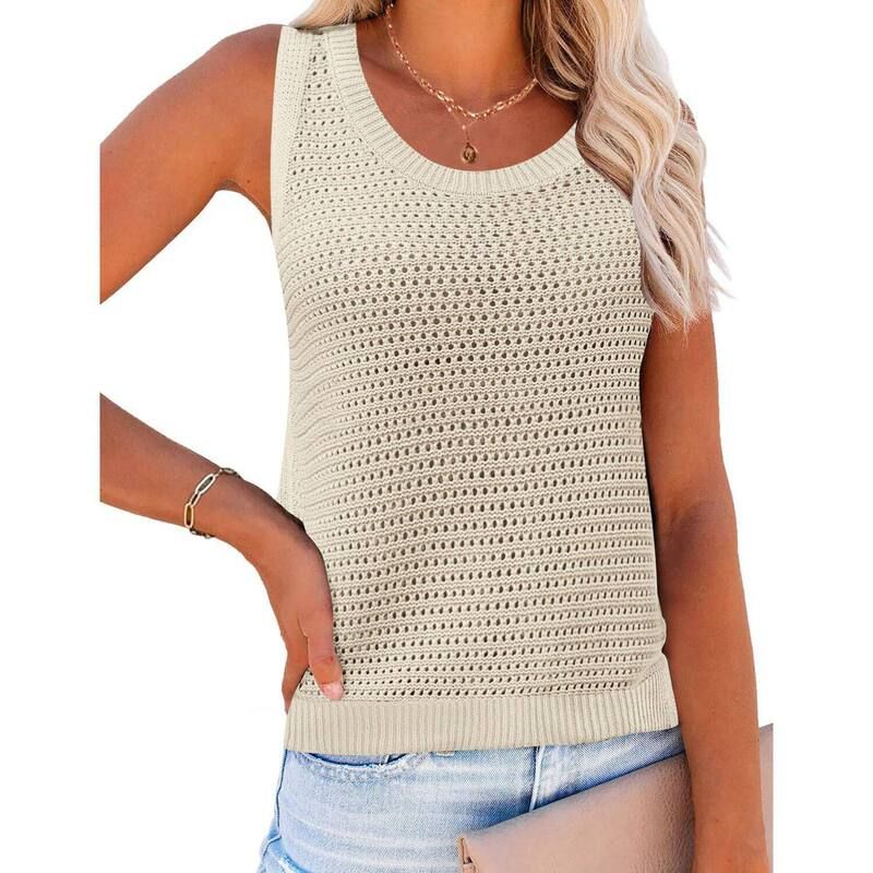 ジーグー レディース アウター ニット・セーター ノースリーブ Zeagoo Womensummer Crochet Sleeveless Hollow Out Knitank Tops Casual