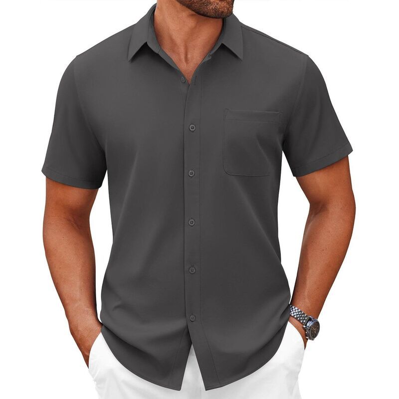 クーファンディ レディース トップス Tシャツ ボタンダウン COOFANDY Mens Button Down Dresshirt for Men Short Sleeve Casual Shirt