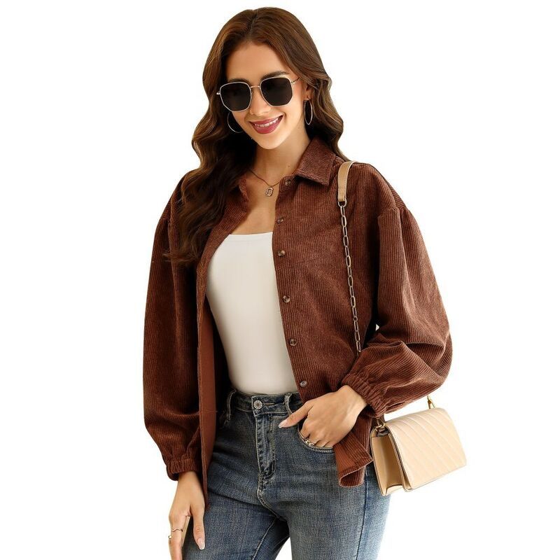 エリートチョイス レディース トップス シャツ ボタンダウン コーデュロイ ダウン ブラウス Elitechoice Women Long Sleeve Button Down Blouses Cau