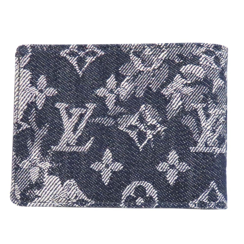 【中古】LOUIS VUITTON ルイヴィトン M80031 モノグラム・タペストリー ポルトフォイユ・ミュルテイプル 二つ折り財布 紙幣 札入れ カード ウォレット 紺 ネイビー デニム A2602146【無料ギフトラッピング承ります】