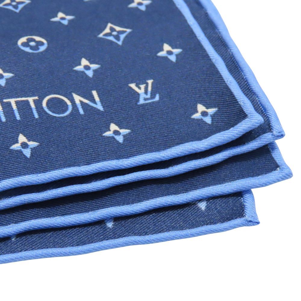 【中古】LOUIS VUITTON ルイヴィトン M79555 ポケットスクエア・モノグラムLV デュアル ハンカチ ポケットチーフ ネイビー 紺 ブルー 青 ブルー シルク 絹 A2602525【無料ギフトラッピング承ります】 中古】LOUIS VUITTON ルイヴィトン M79555 ポケットスクエア