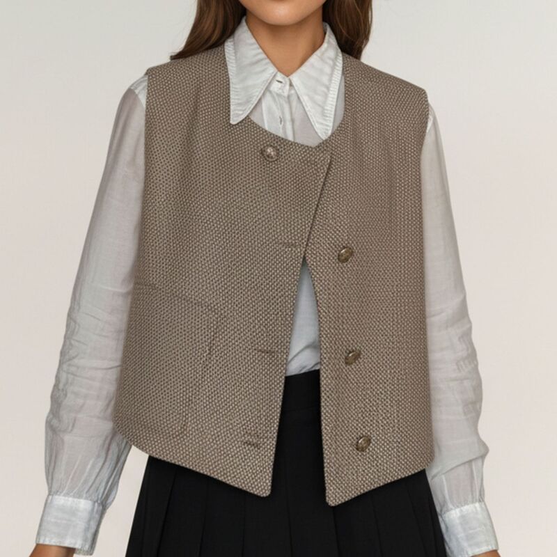 アンナカシ レディース トップス Tシャツ アシンメトリー ベスト AnnaKaci Womens Textured Button Front Vestop with Asymmetrical Hem 8,861円