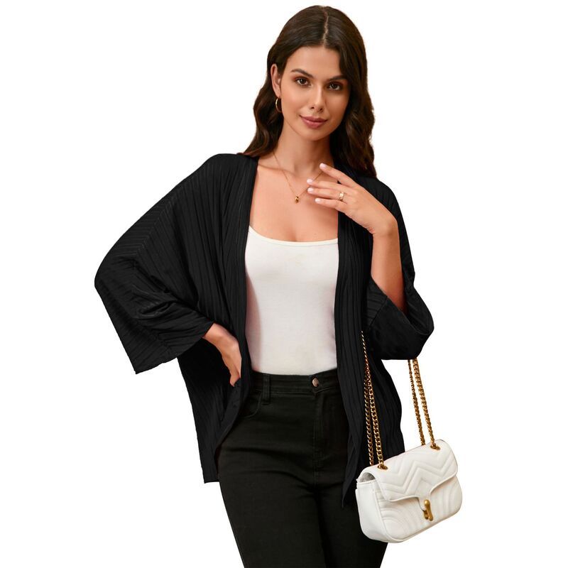 セオリア レディース アウター ニット・セーター ドレープ カーディガン Seoria Womens Lightweight Cardigans Batwing Long Sleeve Drape O