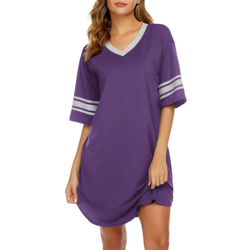 エコアー レディース アンダーウェア ナイトウェア Vネック コットン Ekouaer Nightgowns for Women Cottonight Gown Short Sleeve Sleepw