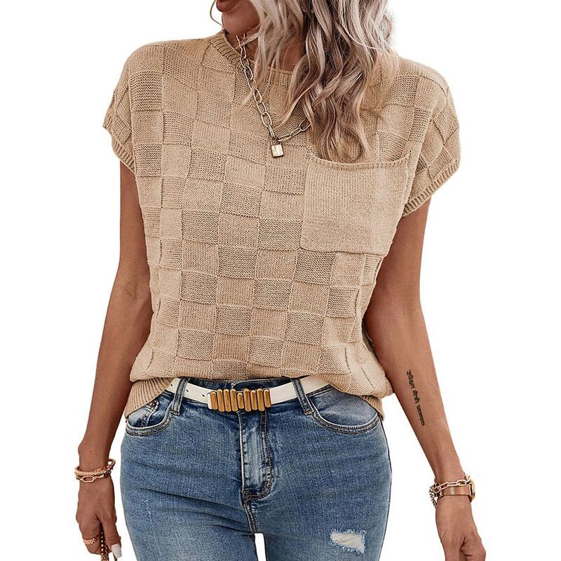 コジョイン レディース アウター ニット・セーター クルーネック シャツ ノースリーブ キャップ Kojooin Womens Cap Sleeve Sweater Topsleeveless Kni