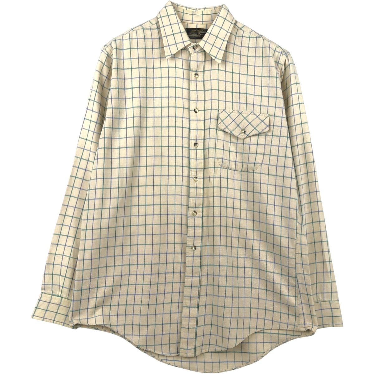 古着 70年代 エディーバウアー Eddie Bauer 黒タグ 長袖 フランネルチェックシャツ メンズL相当 ヴィンテージ/eaa646898