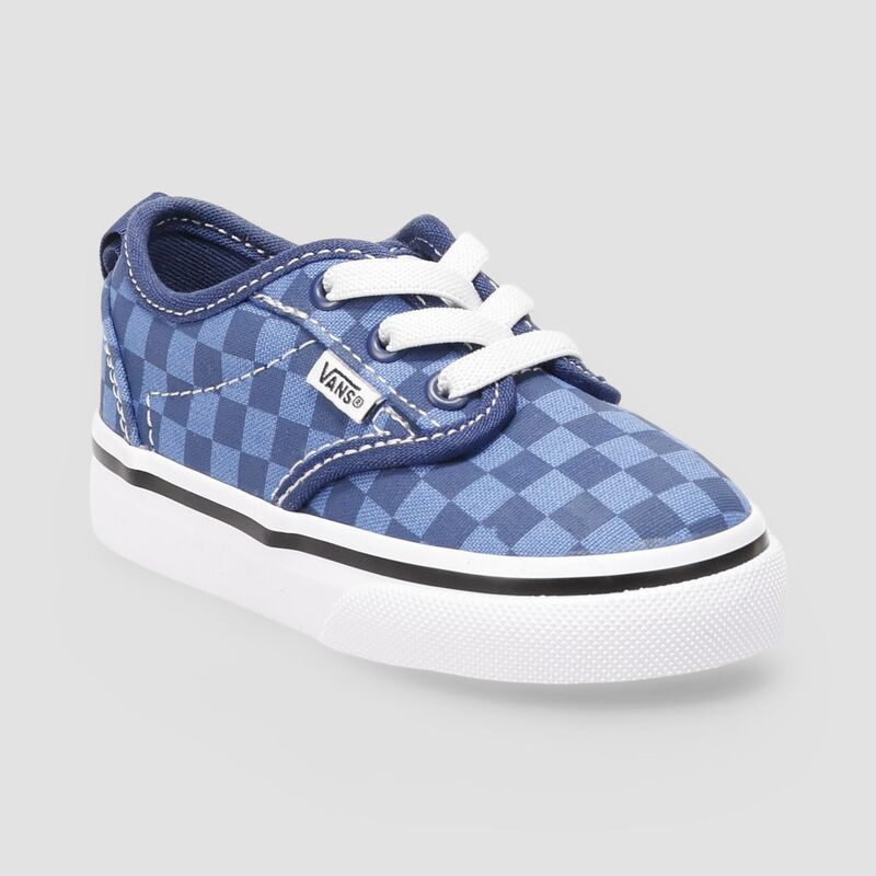 バンズ レディース シューズ スニーカー Vans Atwood Toddler SlipOn Sneakers Tonal Check True Blue ブルー