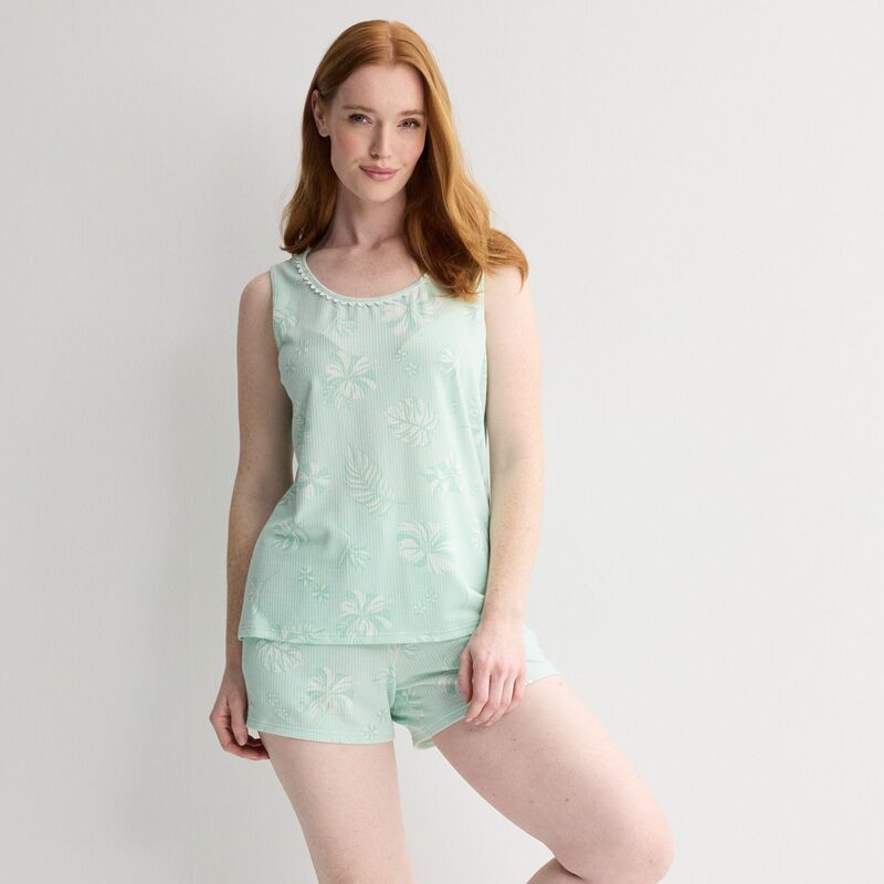 クロフト＆バロー レディース アンダーウェア ナイトウェア ショートパンツ Womens Croft Barrow Crinkle Rib Tank Shortsleep Setropic Dream
