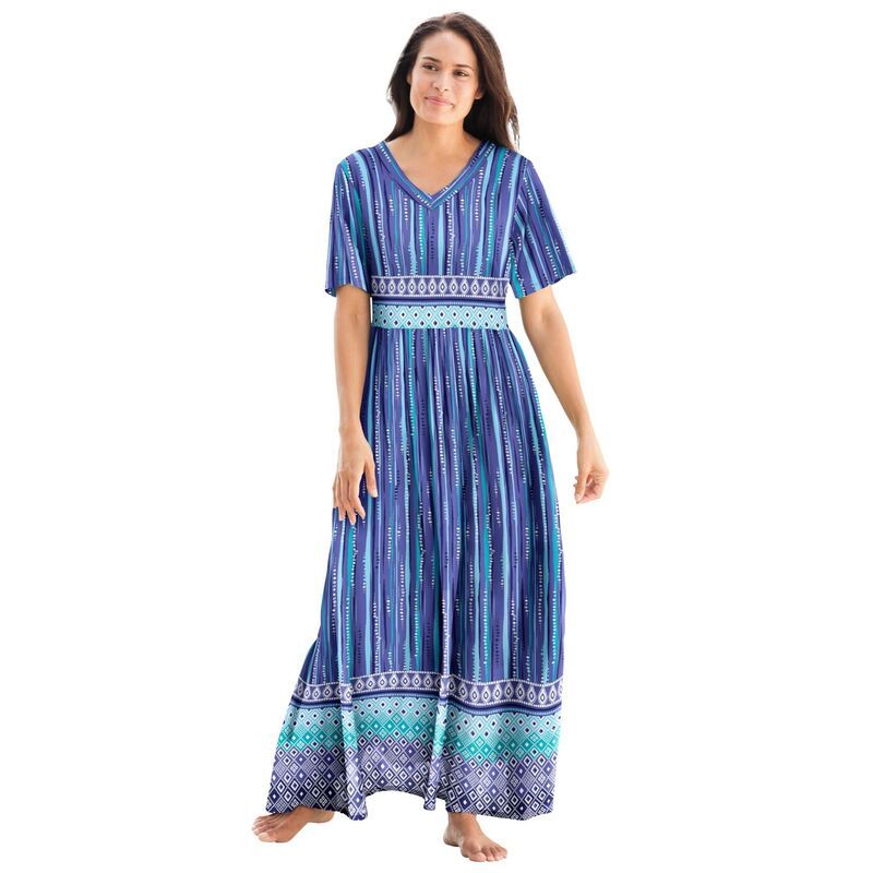 オンリーネセシティーズ レディース アンダーウェア ナイトウェア プラスサイズ コットン Only Necessities Plusize Long Crinkle Cotton Lounger Bl