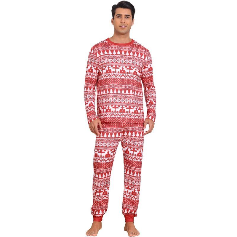 インスパイア シック レディース アンダーウェア ナイトウェア INSPIRE CHIC Mens Christmas Family Matching Pajama Set Elk Long Slee