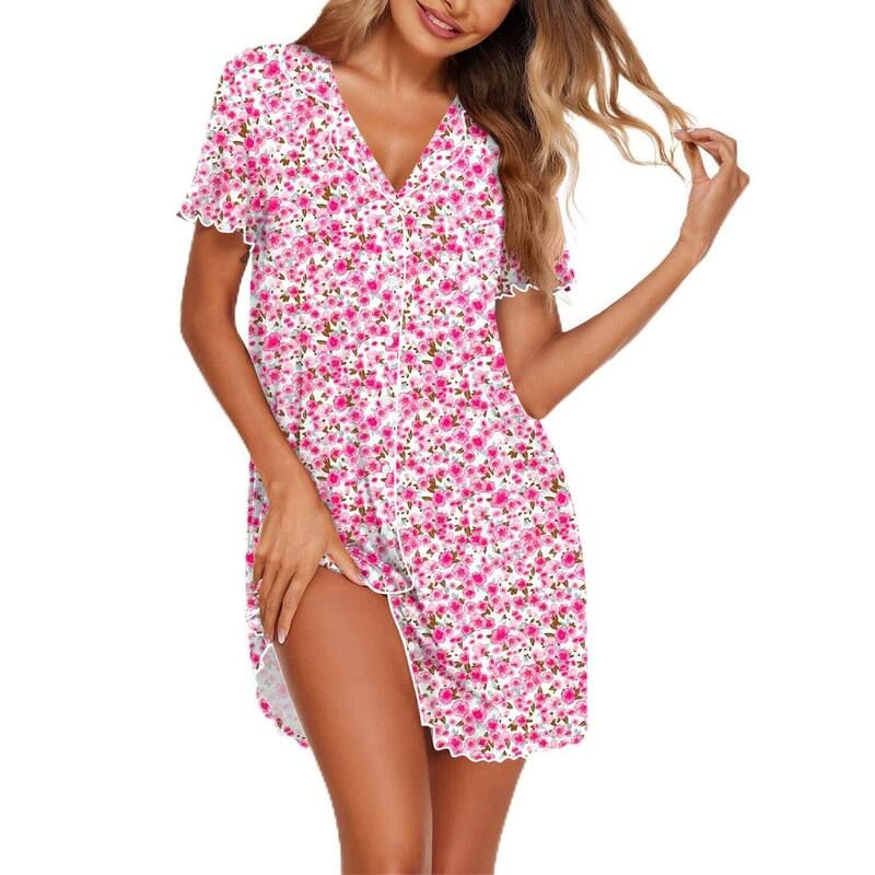 エコアー レディース アンダーウェア ナイトウェア シャツ コットン Ekouaer Cottonightgowns for Women Sleep Shirts Night Gown Boyfrie