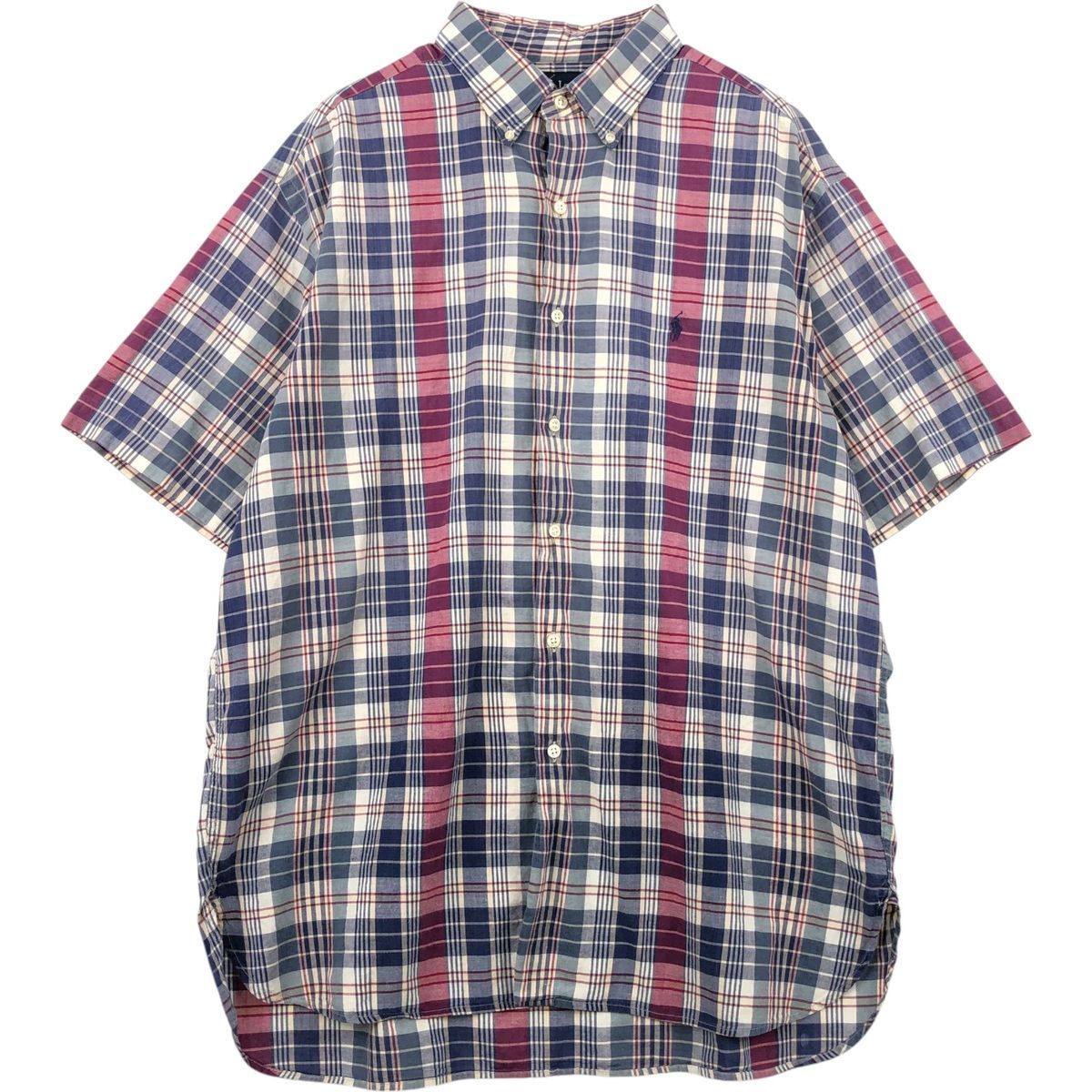 古着 ラルフローレン Ralph Lauren MCMEEL 半袖 ボタンダウン チェックシャツ メンズXL相当/eaa477556