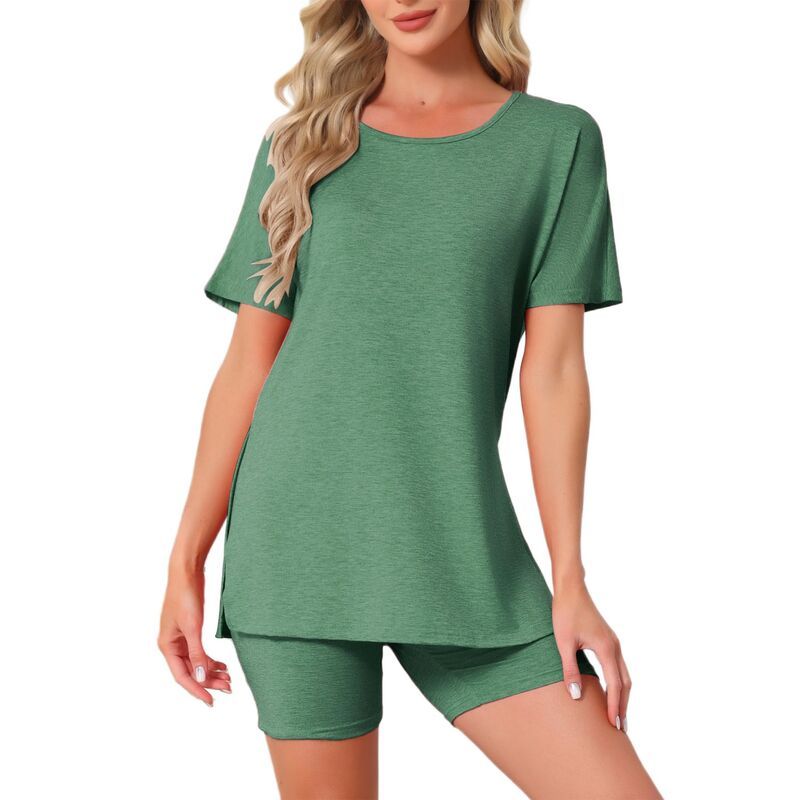 インスパイア シック レディース アンダーウェア ナイトウェア ショートパンツ INSPIRE CHIC Womens Pajama Set Short Sleeve Tops with Fitted