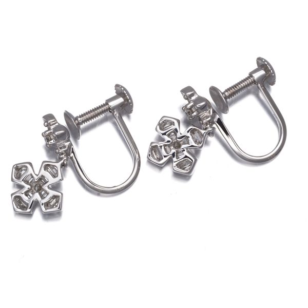 トナ ダイヤ ダイヤモンド 0.08ct/0.08ct クロス イヤリング K18WG #194966