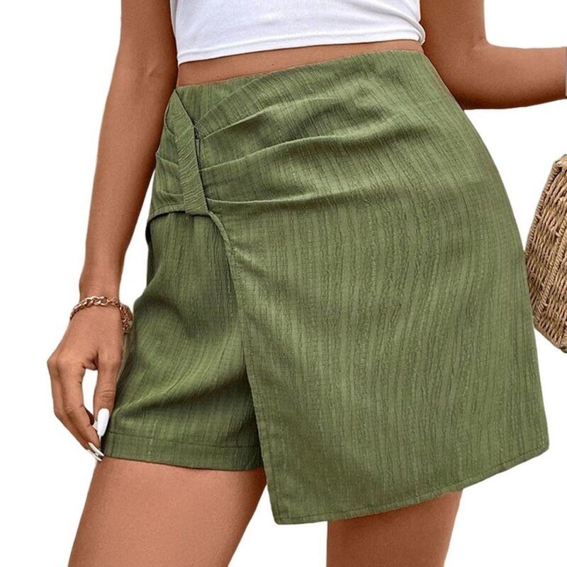 エリートチョイス レディース ボトムスカート ハイウエスト プリーツ ショートパンツ Elitechoice Womens Cross Pleated High Waistextured Skirt