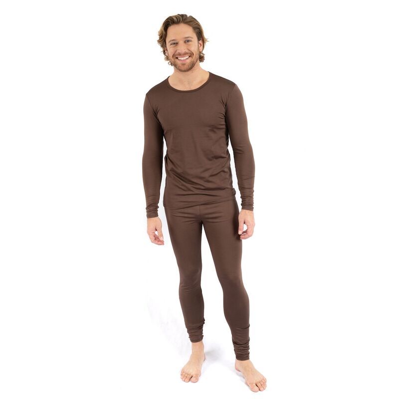 レベレット レディース アンダーウェア ナイトウェア Leveret Mens Two Piece Thermal Pajamas Brown ブラウン