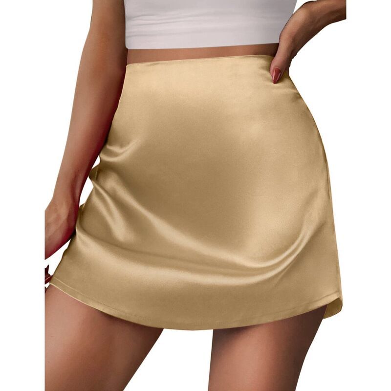 ジーグー レディース ボトムスカート ハイウエスト ミニ シルク Zeagoo Skirts for Women Summer Skirts Casual Stain High Waist Silk