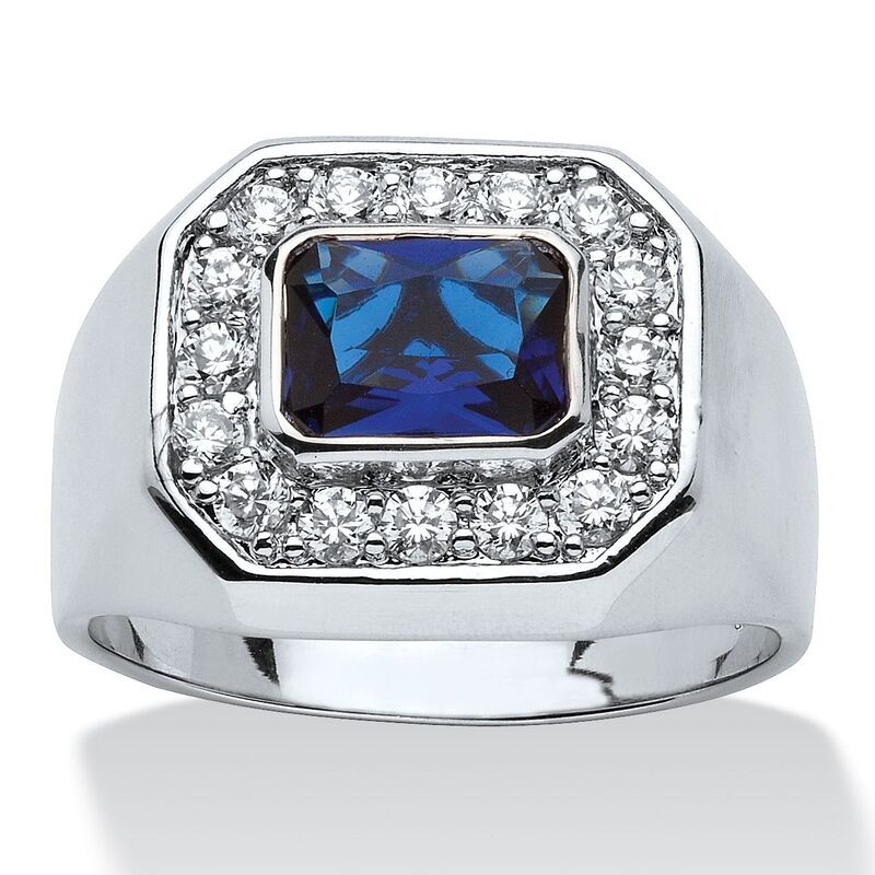 パームビーチジュエリー レディース アクセサリー リング PalmBeach Jewelry Mens 53 TCW BezelSet Blue Glass and Cubic Zirconia Oc