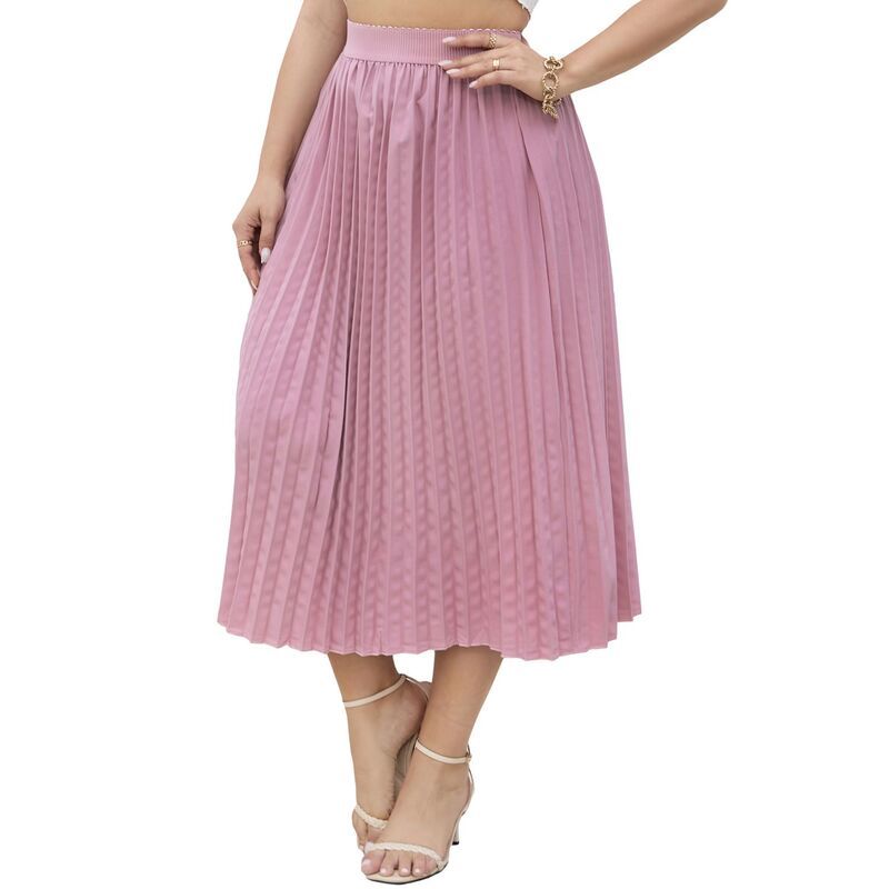 セオリア レディース ボトムスカート A ライン プラスサイズ プリーツ マキシ Seoria Women Plusizelastic Waist Pleated Maxi Aline Skirts