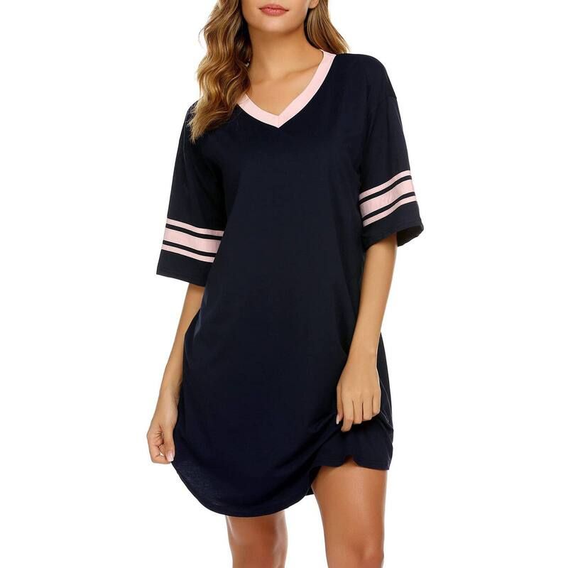 エコアー レディース アンダーウェア ナイトウェア Vネック コットン Ekouaer Nightgowns for Women Cottonight Gown Short Sleeve Sleepw