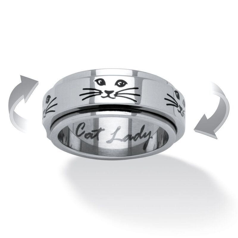 パームビーチジュエリー レディース アクセサリー リング Tシャツ PalmBeach Jewelry Cat Lady Spinnering IP Stainlessteel White ホワイト
