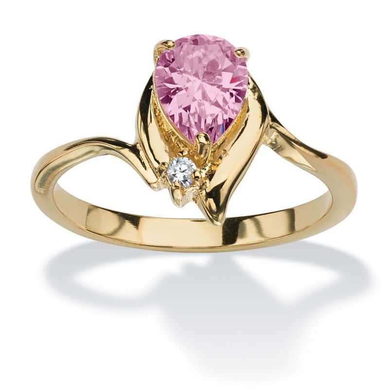 パームビーチジュエリー レディース アクセサリー リング PalmBeach Jewelryellow Goldplated Pear Cut Simulated Birthstone and Cry
