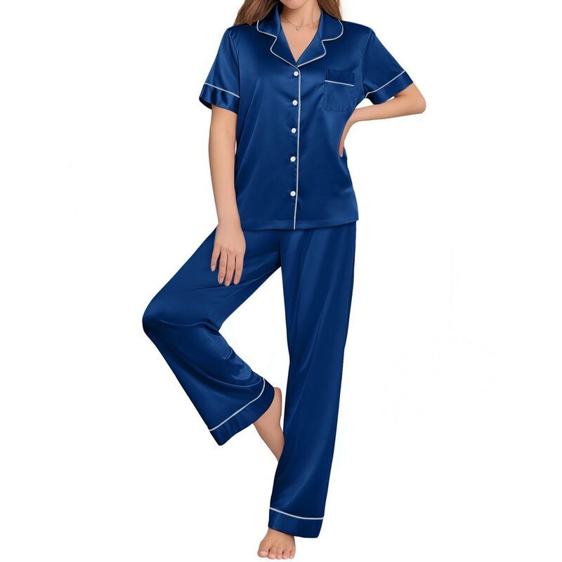 エコアー レディース アンダーウェア ナイトウェア ボタンダウン Ekouaer Pajamaset Women Short Sleeve Sleepwear Soft Button Down Lou