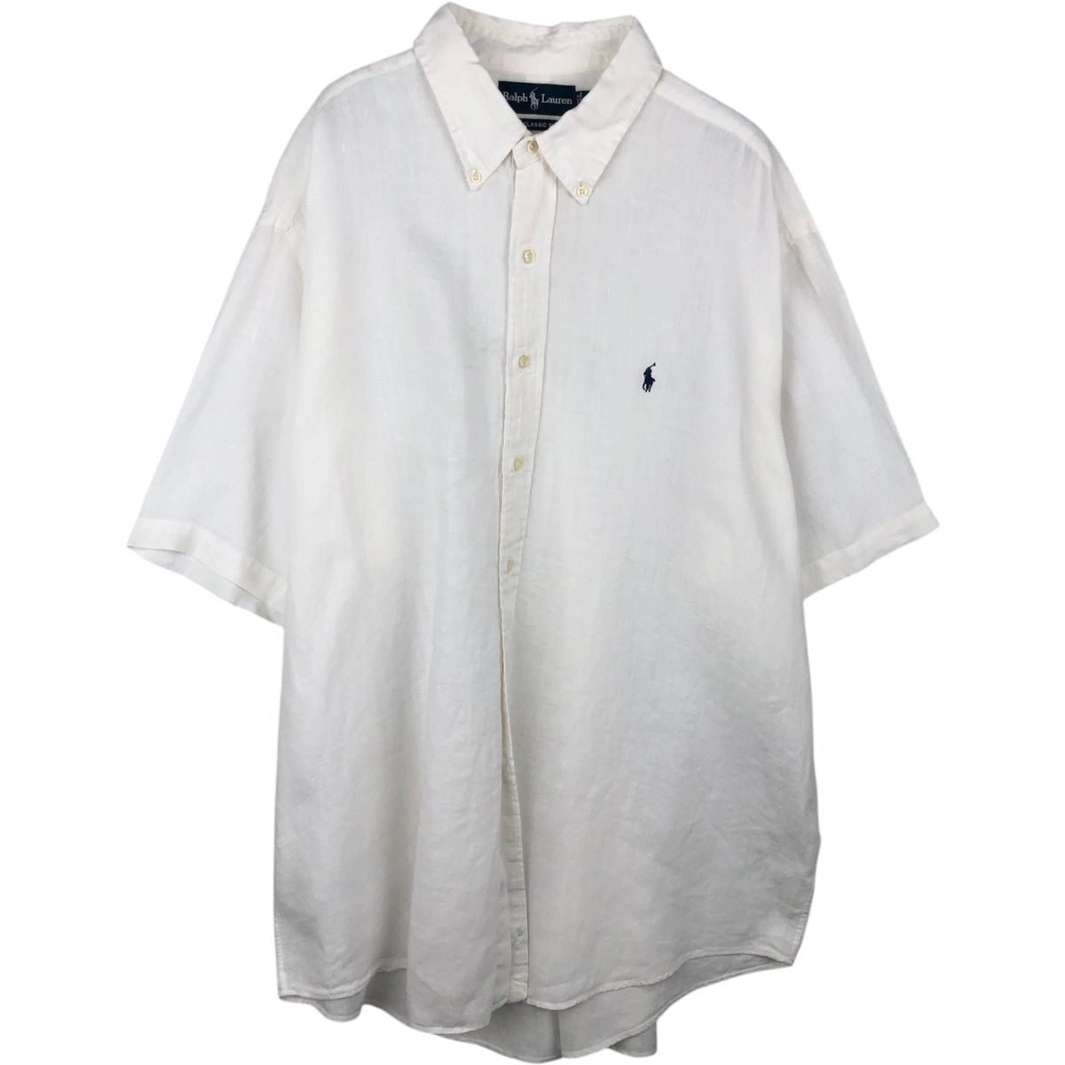 古着 ラルフローレン Ralph Lauren CLASSIC FIT クラシックフィット 半袖 リネン ボタンダウンシャツ メンズXXL相当/eaa641554
